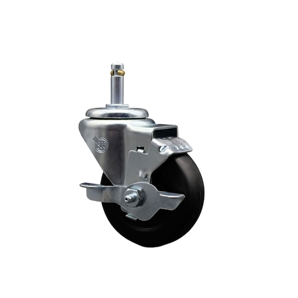 3.5'' Soft Rubber Wheel Swivel 7/16'' Grip Ring Stem Caster with Brake